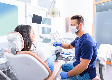 Woman at dental checkup in Denison