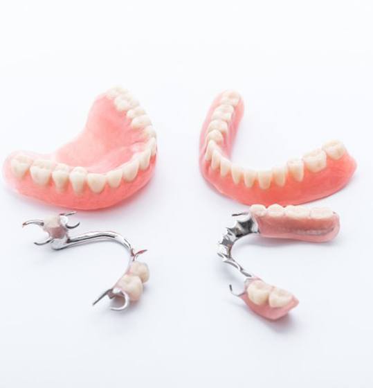 two full and partial dentures