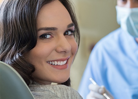 Smiling woman during dental checkup