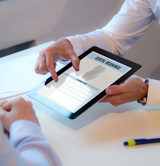 Dental insurance forms on tablet compupter