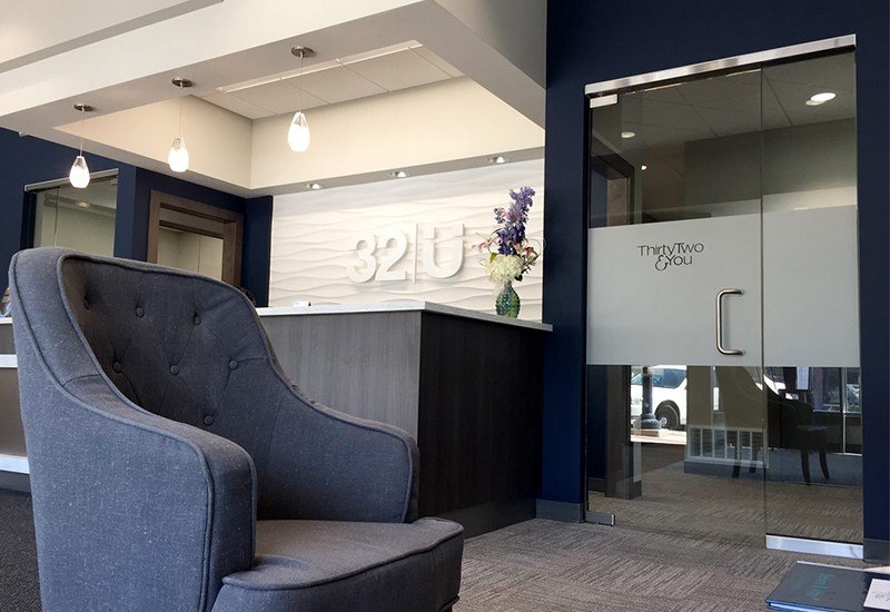 Cozy dental office seating area