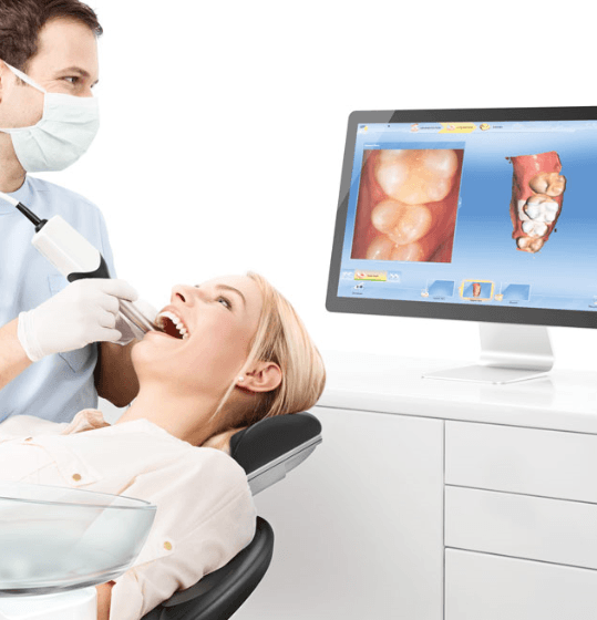 Dentist scanning smile for iTero integrated Invisalign treatment