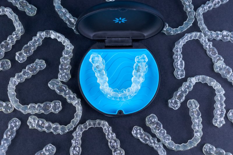 Invisalign trays on desk